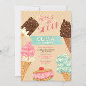 Hier is de Scoop Girls Ice Cream Birthday Kaart (Voorkant)