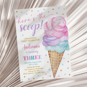 Hier is de Scoop Girls Ice Cream Derde Verjaardag Kaart