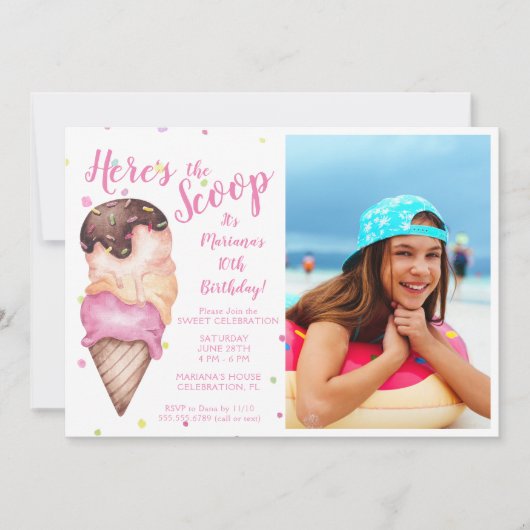 Hier is de Scoop Girls Ice Cream Foto van zaterdag Kaart (Voorkant)