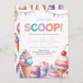 Hier is de Scoop Het is een Meisje Baby shower Kaart (Voorkant / Achterkant)