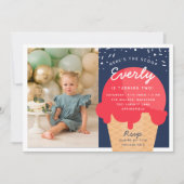 Hier is de Scoop Ice Cone Kind Birthday Foto Kaart (Voorkant)