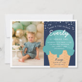 Hier is de Scoop Ice Cone Kind Birthday Foto Kaart (Voorkant)