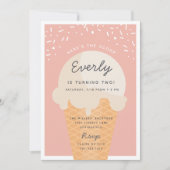 Hier is de Scoop Ice Cone Kind Birthday Party Kaart (Voorkant)