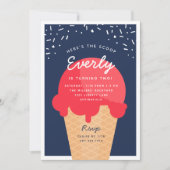 Hier is de Scoop Ice Cone Kind Birthday Party Kaart (Voorkant)