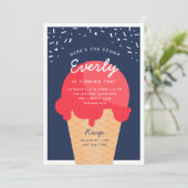 Hier is de Scoop Ice Cone Kind Birthday Party Kaart (Staand voorkant)