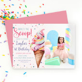 Hier is de Scoop Ice Cream 1st Birthday Photo Kaart