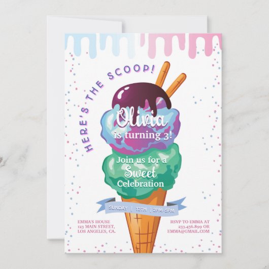 Hier is de Scoop Ice Cream Any Age Verjaardag Kaart (Voorkant)