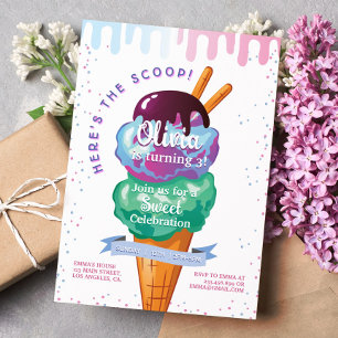 Hier is de Scoop Ice Cream Any Age Verjaardag Kaart