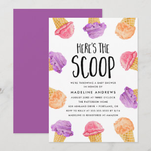 Hier is de Scoop Ice Cream Baby shower Uitnodiging