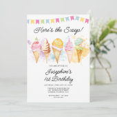 Hier is de Scoop Ice Cream Birthday Kaart (Staand voorkant)