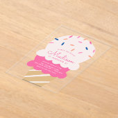 Hier is de Scoop Ice Cream Birthday Party Acryl Uitnodigingen (Laagn)