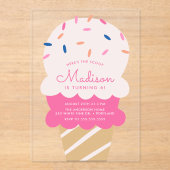 Hier is de Scoop Ice Cream Birthday Party Acryl Uitnodigingen (Voorkant)