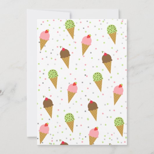 Hier is de Scoop Ice Cream Birthday Party Kaart (Achterkant)