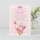 Hier is de Scoop Ice Cream Birthday Party Kaart (Staand voorkant)