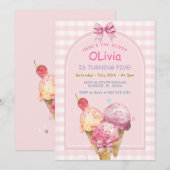 Hier is de Scoop Ice Cream Birthday Party Kaart (Voorkant / Achterkant)