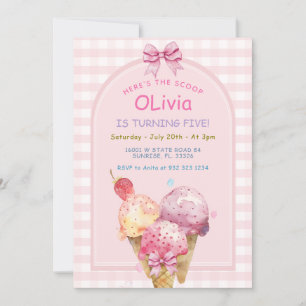 Hier is de Scoop Ice Cream Birthday Party Kaart