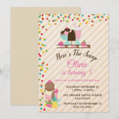 Hier is de Scoop Ice Cream Birthday Party Kaart (Voorkant / Achterkant)