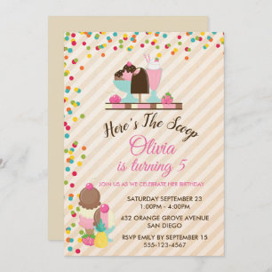 Hier is de Scoop Ice Cream Birthday Party Kaart