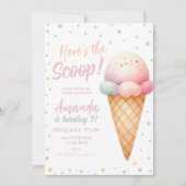 Hier is de Scoop Ice Cream Birthday Party Kaart (Voorkant)