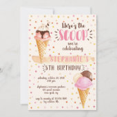 Hier is de Scoop Ice Cream Birthday Party Kaart (Voorkant)