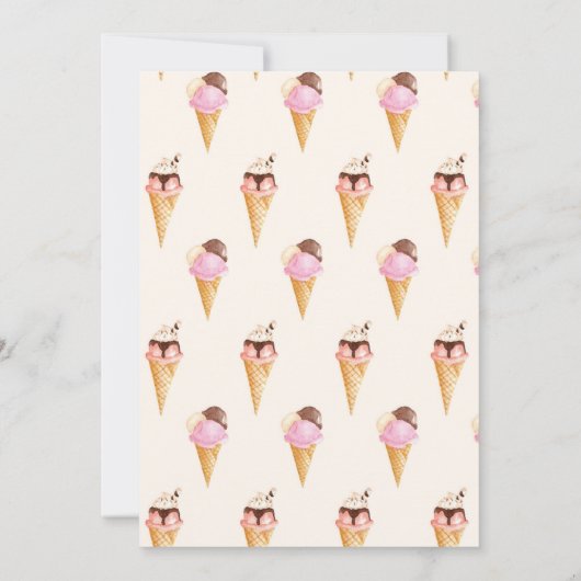 Hier is de Scoop Ice Cream Birthday Party Kaart (Achterkant)