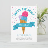 Hier is de Scoop Ice Cream Birthday Party Kaart (Staand voorkant)