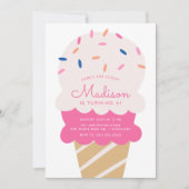 Hier is de Scoop Ice Cream Birthday Party Kaart (Voorkant)