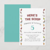 Hier is de scoop Ice Cream Birthday Party Kaart (Voorkant / Achterkant)