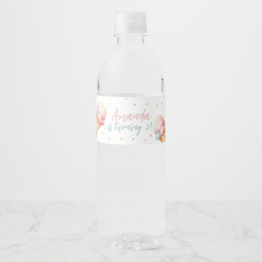 Hier is de Scoop Ice Cream Birthday Party Waterfles Etiket (Voorkant)