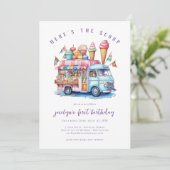 Hier is de Scoop Ice Cream Cone Kind Verjaardag Kaart (Staand voorkant)