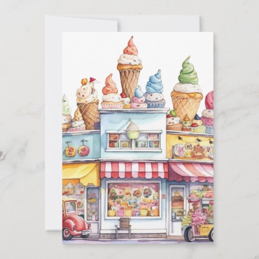 Hier is de Scoop Ice Cream Cone Kind Verjaardag Kaart (Achterkant)