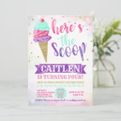 Hier is de Scoop Ice Cream Gold Glitter Verjaardag Kaart (Staand voorkant)