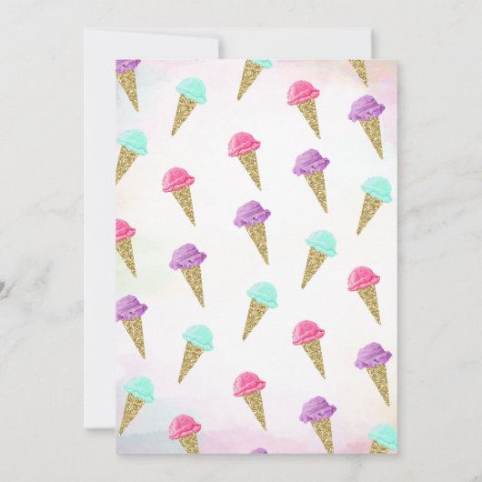 Hier is de Scoop Ice Cream Gold Glitter Verjaardag Kaart (Achterkant)