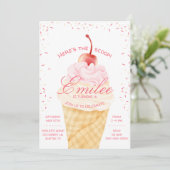 Hier is de Scoop Ice Cream kegel zomer verjaardag Kaart (Staand voorkant)