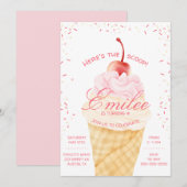 Hier is de Scoop Ice Cream kegel zomer verjaardag Kaart (Voorkant / Achterkant)