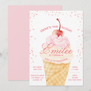 Hier is de Scoop Ice Cream kegel zomer verjaardag Kaart
