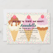Hier is de Scoop Ice Cream Kids Birthday Party Inv Kaart (Voorkant)