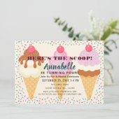 Hier is de Scoop Ice Cream Kids Birthday Party Inv Kaart (Staand voorkant)