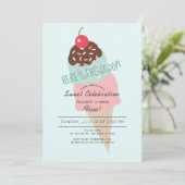 Hier is de Scoop Ice Cream Mint Green Birthday Kaart (Staand voorkant)