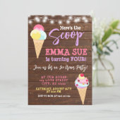 Hier is de Scoop Ice Cream Party Birthday Kaart (Staand voorkant)