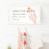 Hier is de Scoop Ice Cream Pink Baby shower Banner (Insitu)