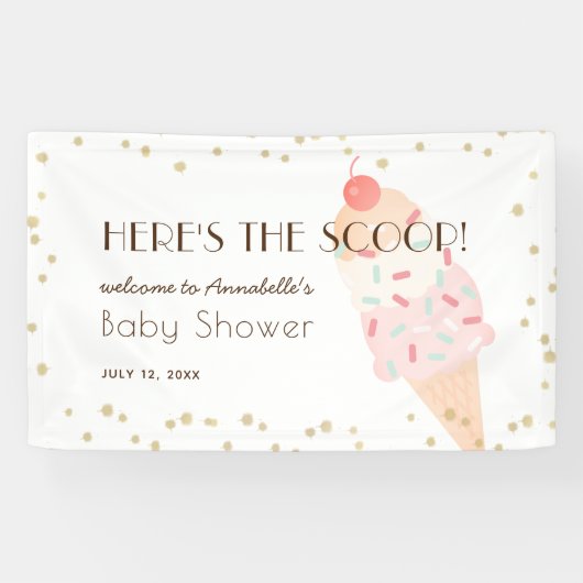 Hier is de Scoop Ice Cream Pink Baby shower Banner (Horizontaal)