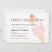 Hier is de Scoop Ice Cream Pink Girl Baby shower Kaart (Voorkant)