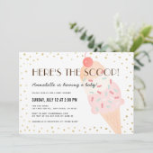 Hier is de Scoop Ice Cream Pink Girl Baby shower Kaart (Staand voorkant)