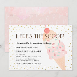 Hier is de Scoop Ice Cream Pink Girl Baby shower Kaart