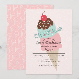 Hier is de Scoop Ice Cream Pink Girl Verjaardag Kaart