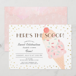 Hier is de Scoop Ice Cream Pink Gold Girl Verjaard Kaart