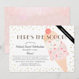 Hier is de Scoop Ice Cream Pink virtuele verjaarda Kaart