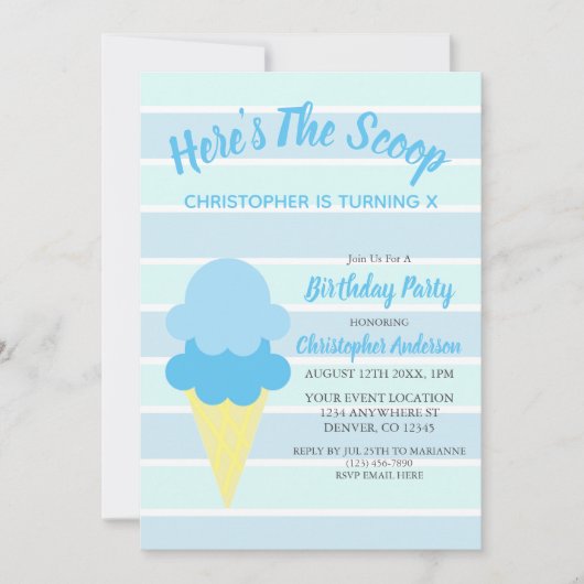 Hier is de Scoop Ice Cream Summer Birthday Kaart (Voorkant)
