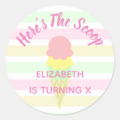Hier is de Scoop Ice Cream Summer Birthday Ronde Sticker (Voorkant)